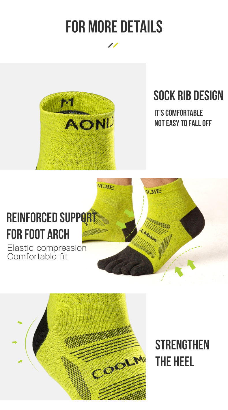 Aonijie E4840 Breathable Running Sports Toe SOCKS Mid-Length - MEDIUM
