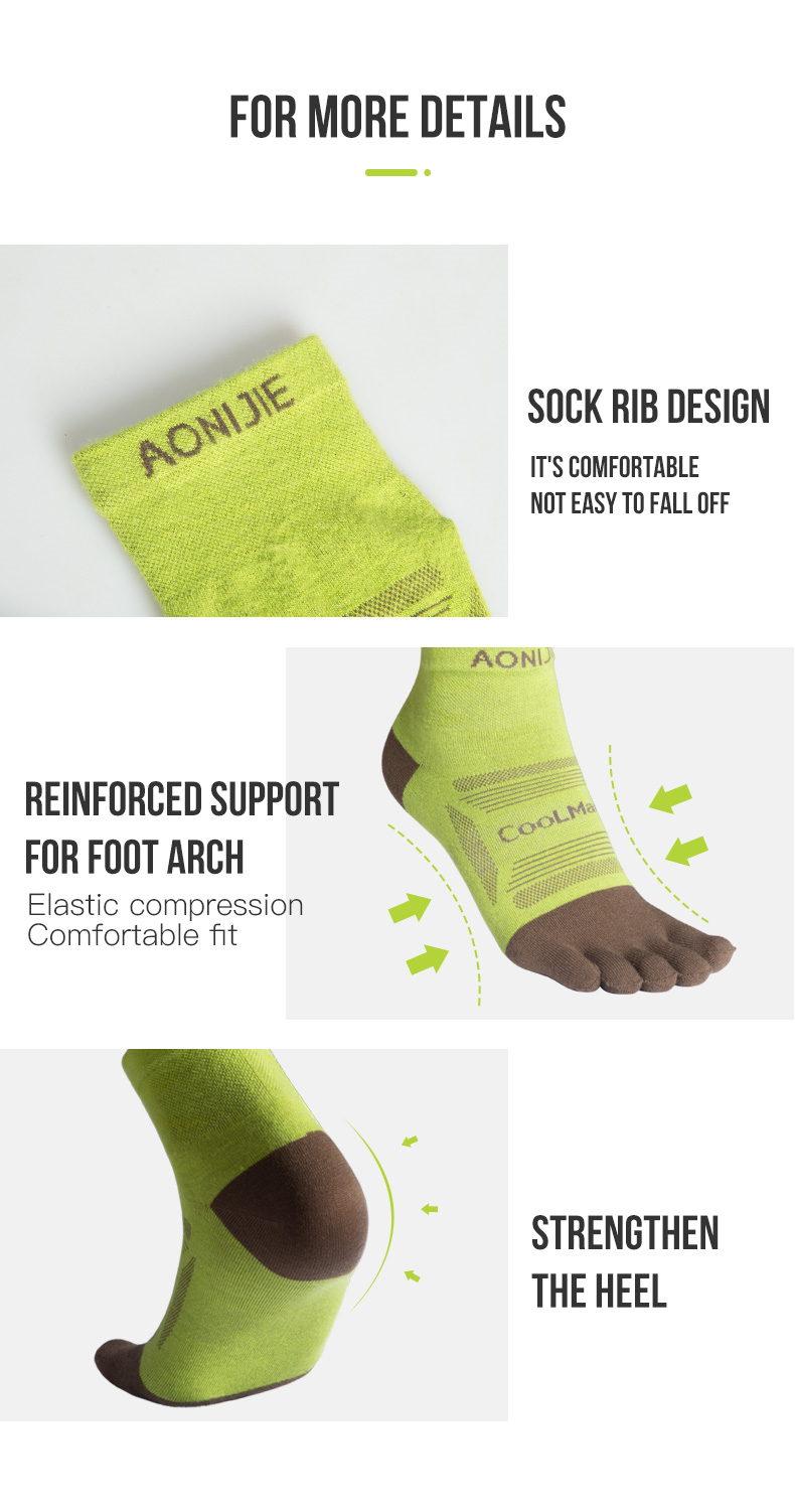Aonijie E4838 Breathable Running Sports Toe SOCKS - MEDIUM