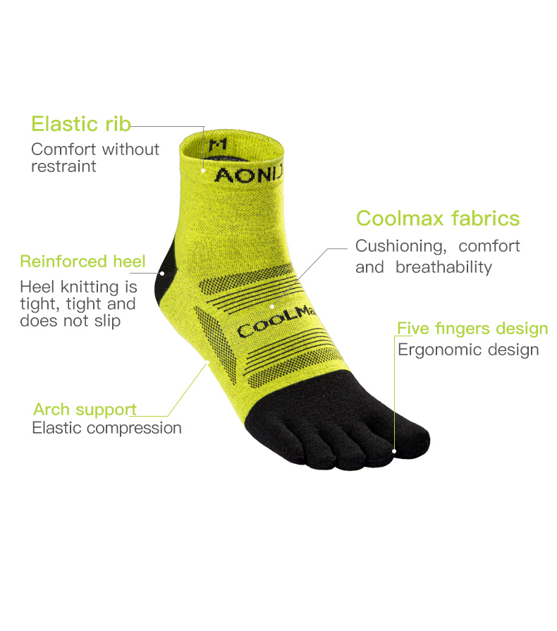 Aonijie E4840 Breathable Running Sports Toe SOCKS Mid-Length - MEDIUM