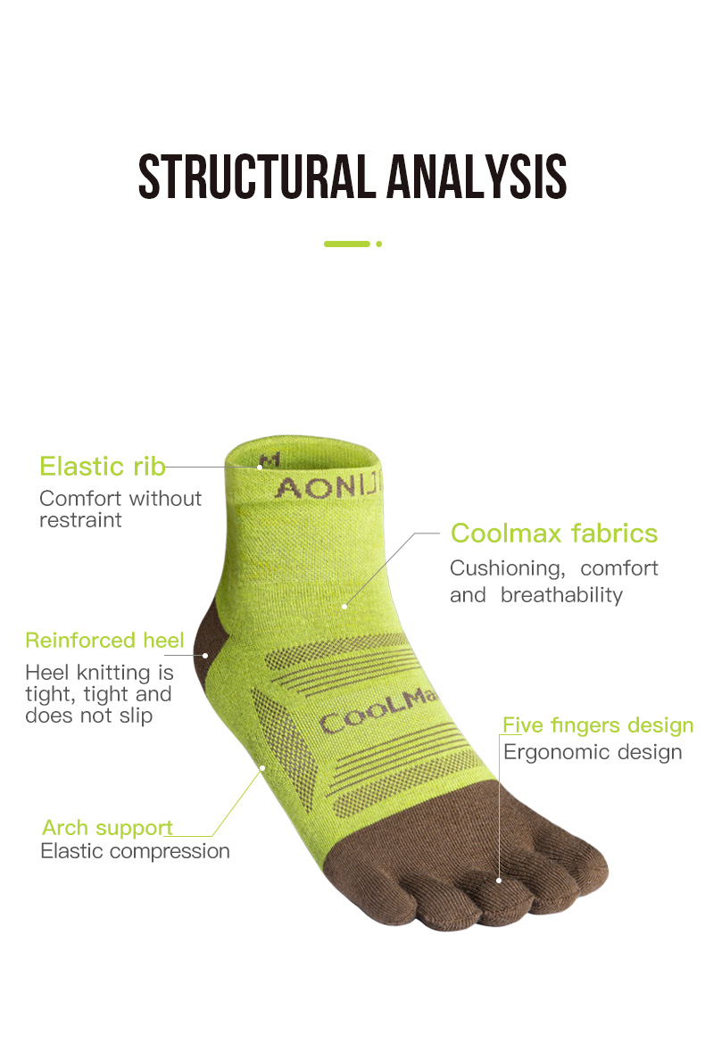 Aonijie E4838 Breathable Running Sports Toe SOCKS - MEDIUM