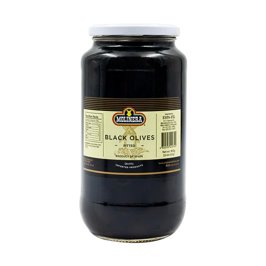 Molinera BLACK OLIVES PITTED 900g