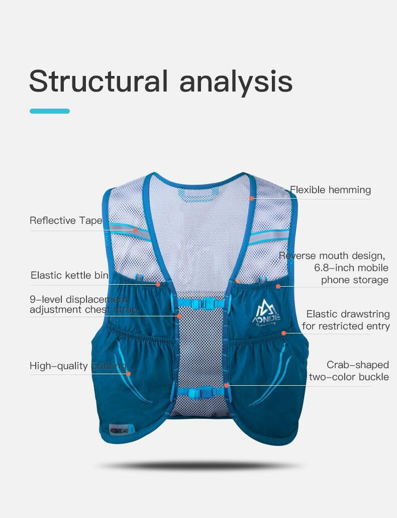 AONIJIE Running HYDRATION BACKPACK 2.5L C932S - DARK BLUE