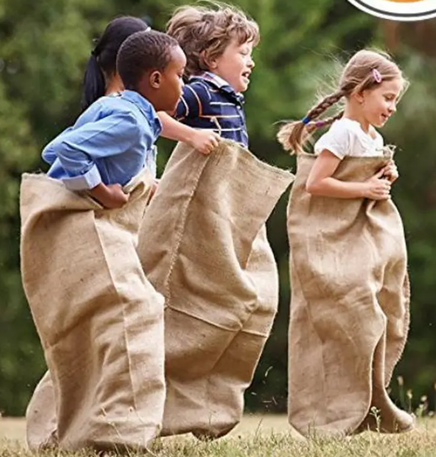 Durable Linen Burlap Jumping Race Bags size 60cm x 100cm - Potato sack or game bag