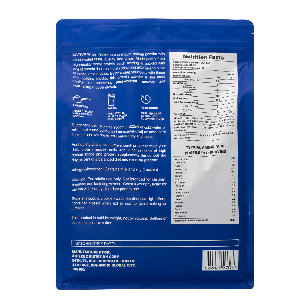ATHLENE ACTIVE WHEY PROTEIN 5lbs (2.27kg) - 75 servings
