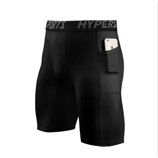 MEN'S COMPRESSION RUNNING SHORTS - BLACK LARGE