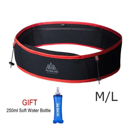 AONIJIE Slim Jogging Bag with 250ml Soft Flask - BLACK RED M/L