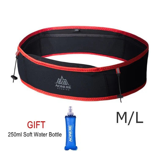 AONIJIE Slim Jogging Bag with 250ml Soft Flask - BLACK RED M/L