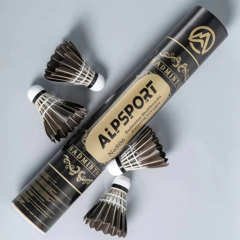 ALPSPORT BLACK Goose Feather Shuttlecocks - 12pcs/Tube