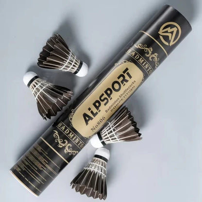 ALPSPORT BLACK Goose Feather Shuttlecocks - 12pcs/Tube