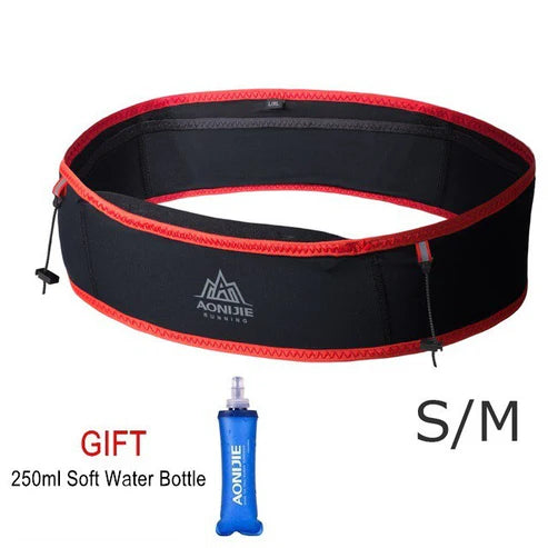 AONIJIE Slim Jogging Bag with 250ml Soft Flask - BLACK RED S/M