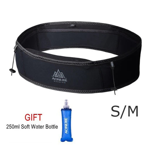 AONIJIE Slim Jogging Bag with 250ml  Soft Flask - BLACK S/M