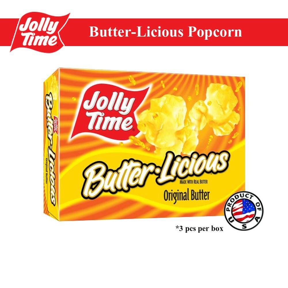 Jolly Time BUTTER LICIOUS made with real butter Popcorn (Microwave Popcorn) 3 x 99g bags