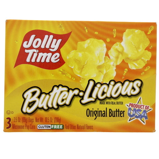 Jolly Time BUTTER LICIOUS made with real butter Popcorn (Microwave Popcorn) 3 x 99g bags