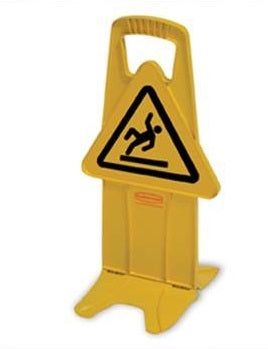 Rubbermaid YELLOW STABLE SAFETY SIGN with INTL. WET FLOOR SYMBOL