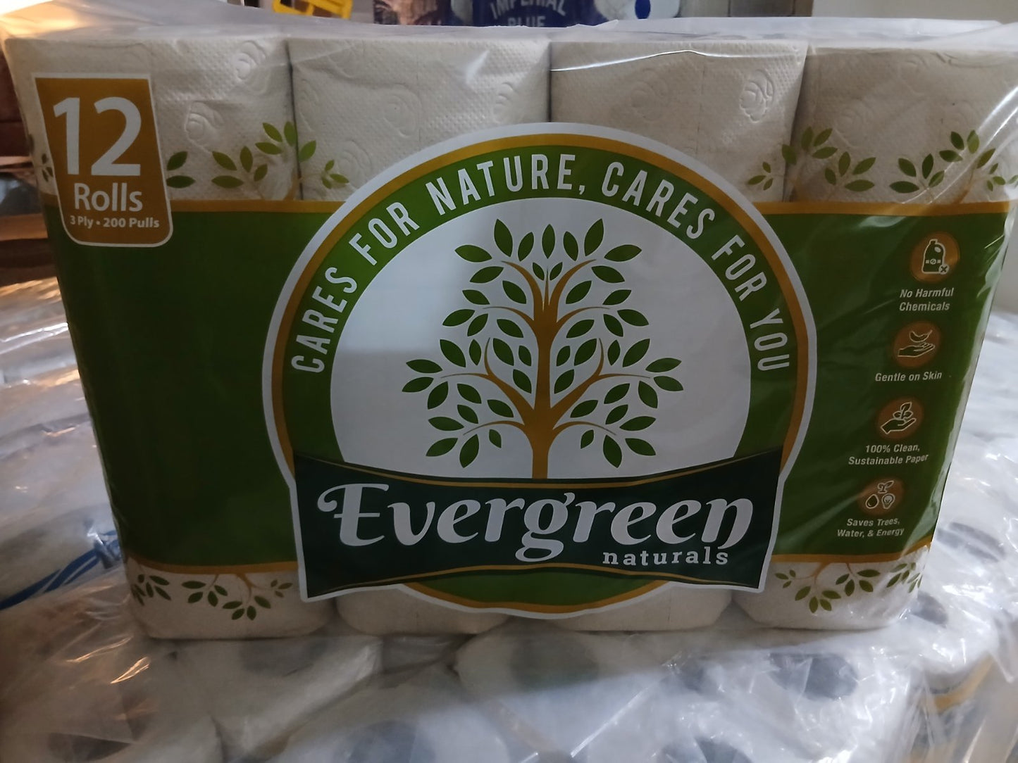 Evergreen Naturals Bathroom Tissue 3 Ply 200 Pulls x 12 Rolls - BTBR 8/12/2003