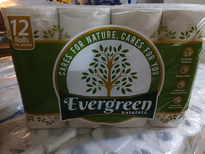 Evergreen Naturals Bathroom Tissue 3 Ply 200 Pulls x 12 Rolls - BTBR 8/12/2003