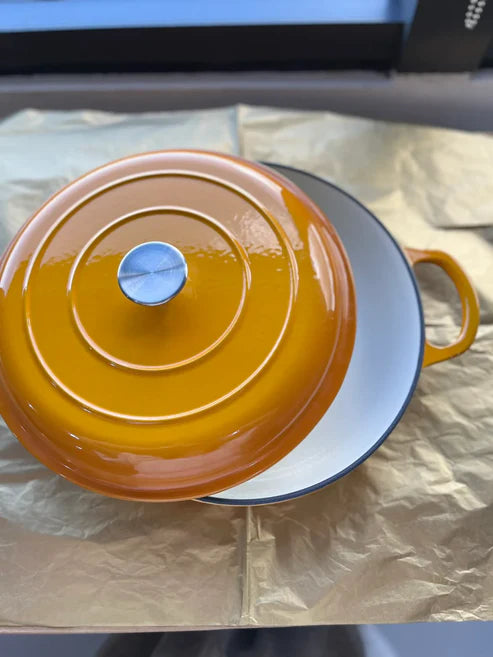 Happiness YELLOW ENAMELED CAST IRON POT - 40 x 30 x 6cm / 6.2kg/