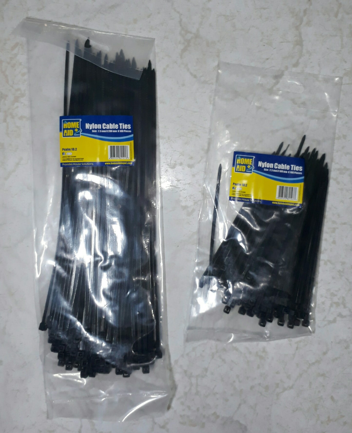 Homeaid BLACK NYLON CABLE TIES 2.5mm x 200mm x 100 pieces