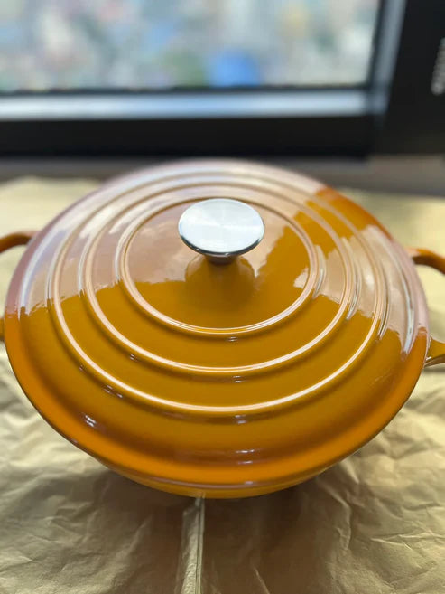 Happiness YELLOW ENAMELED CAST IRON POT - 35 x 26 x 10.5cm / 4.6kg/