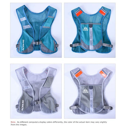 Aonijie Reflective Running Vest Hydration Backpack - ROSE/GRAY/GREEN