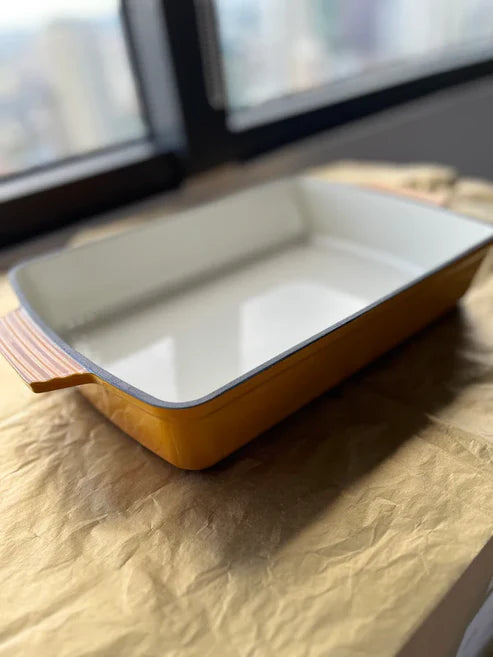 Happiness YELLOW ENAMELED CAST IRON CASSEROLE DISH - 42 x 25 x 4cm / 2.16kg/