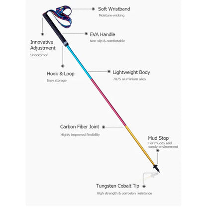 Aonijie 2Pcs Carbon Fiber Hiking Pole Shock-Absorbent