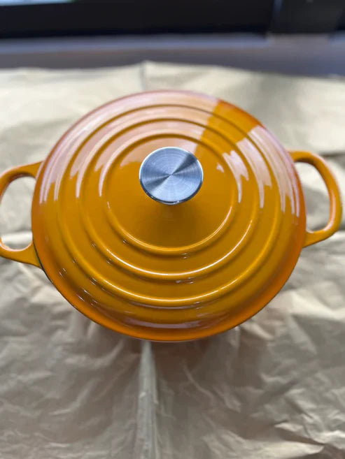 Happiness YELLOW ENAMELED CAST IRON POT - 32cm x 24cmx 11cm / 4.7kg/