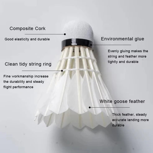 ALPSPORT White Goose Feather Shuttlecock -  808 12pcs/Tube