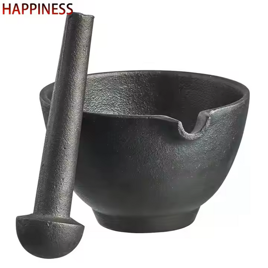 Happiness CAST IRON MORTAR and PESTLE 15 x 10cm