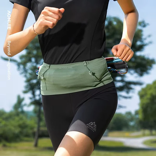 Aonijie SPORTS Waist Bag with Bib Number Holder W8116 - GREEN