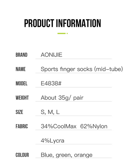 Aonijie E4838 Breathable Running Sports Toe SOCKS - MEDIUM