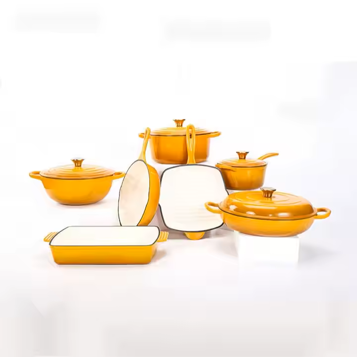 Happiness YELLOW ENAMELED CAST IRON POT - 32cm x 24cmx 11cm / 4.7kg/