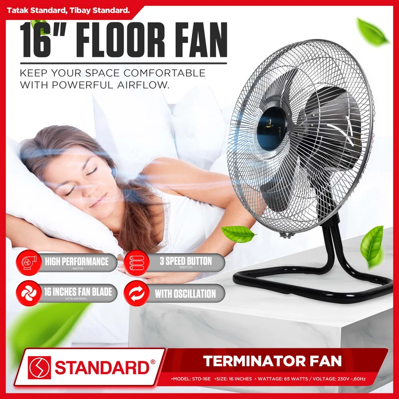 STANDARD TERMINATOR FAN 16" - Metal Blade 3 SPEED ROTARY SWITCH