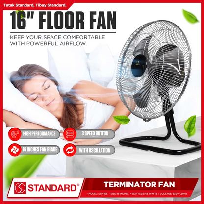 STANDARD TERMINATOR FAN 16" - Metal Blade 3 SPEED ROTARY SWITCH