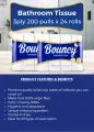 Bouncy Luxury Bathroom Tissue 3 Ply 200 Pulls x 12 ROLLS - BTVP 8/12/200