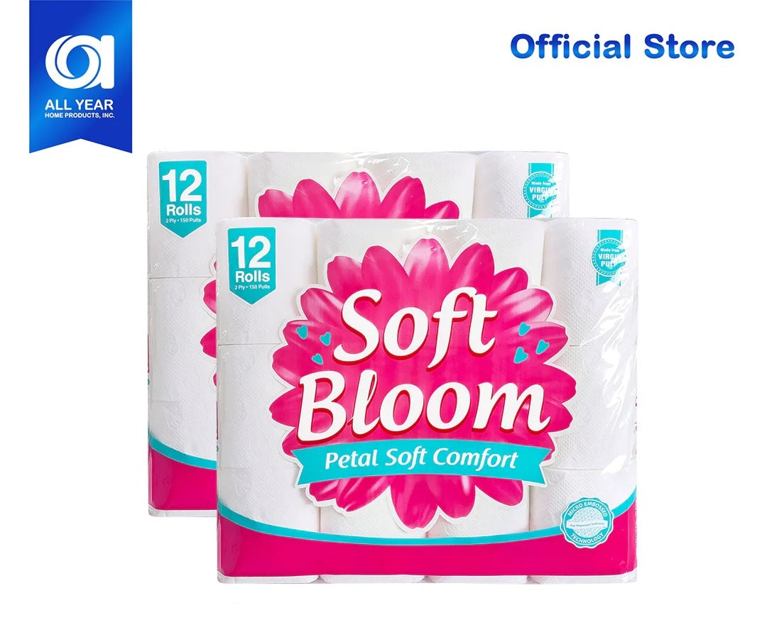 Soft Bloom Bathroom Tissue 2 Ply 150 Pulls x 12 Rolls - BTVP BLOOM 8/12/150