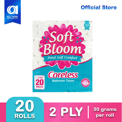 Soft Bloom Coreless Bathroom Tissue 2 Ply 110 Pulls X 20 Rolls - BTPP 8/20/110 2 PLY