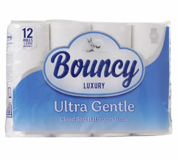 Bouncy Luxury Bathroom Tissue 3 Ply 200 Pulls x 12 ROLLS - BTVP 8/12/200