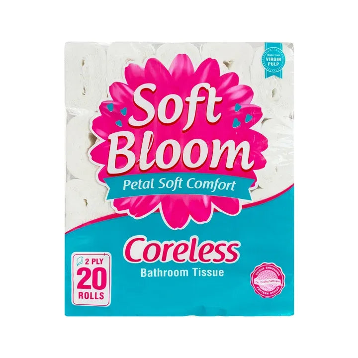 Soft Bloom Coreless Bathroom Tissue 2 Ply 110 Pulls X 20 Rolls - BTPP 8/20/110 2 PLY
